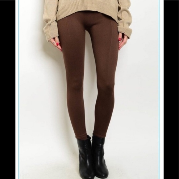Brown Fleece Lined Leggings - Picture 2 of 2